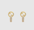 Geometric Emblem Stud Earrings in Polished Metal-Tone – Design 028 main product view