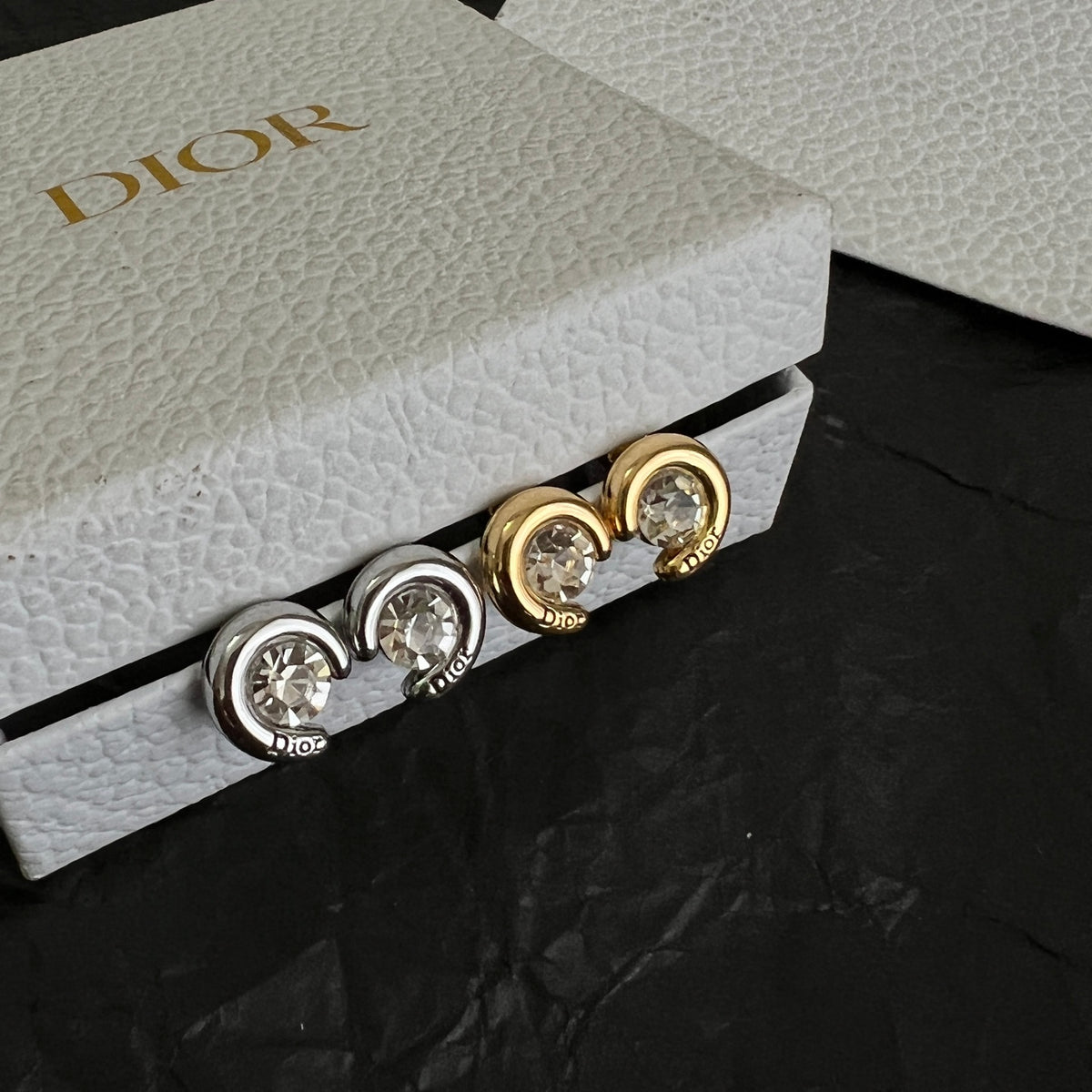 Sculptural Stud Earrings in Polished Metal-Tone – Design 019 front view