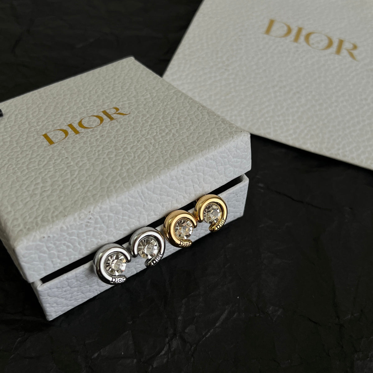 Sculptural Stud Earrings in Polished Metal-Tone – Design 019 detail view