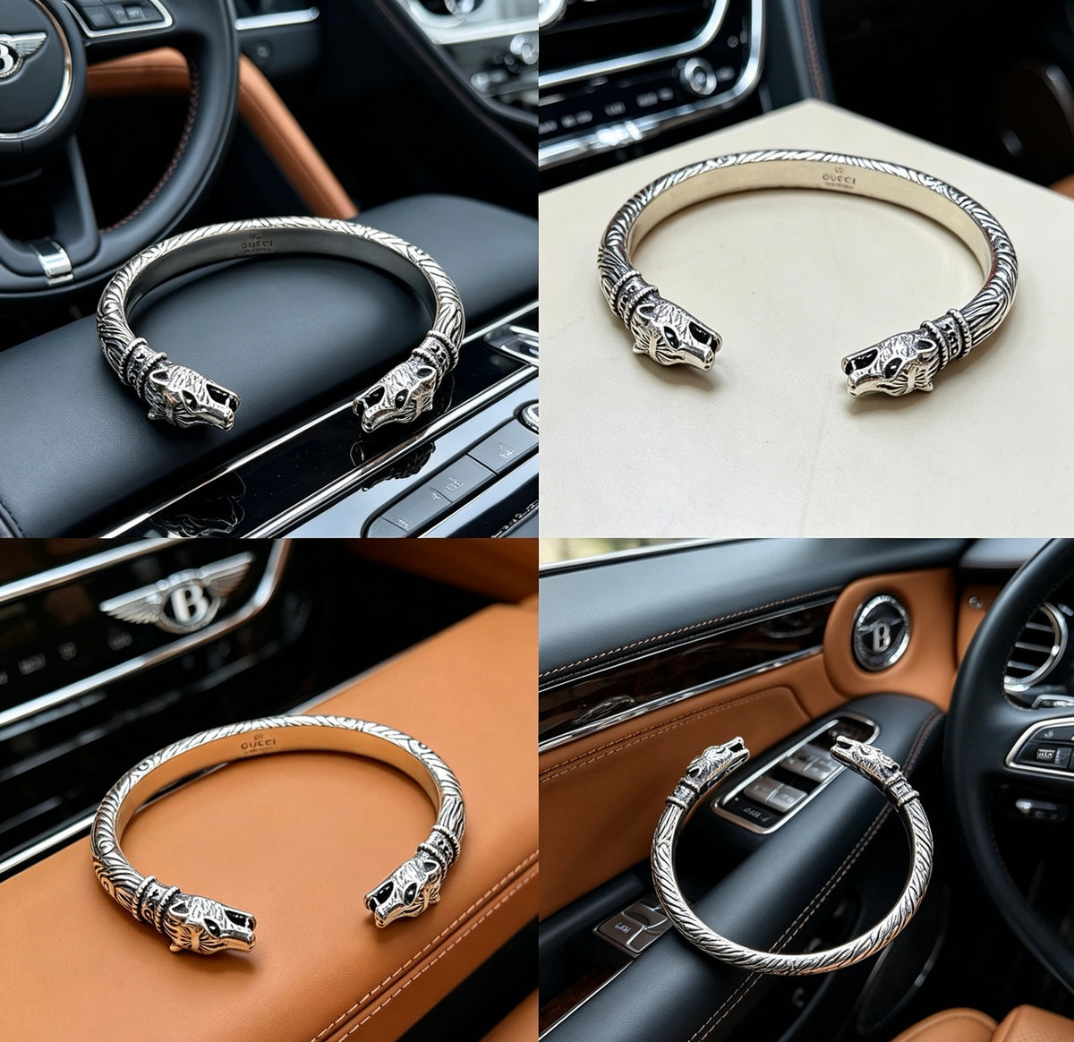 Double-G Emblem Bangle in Polished Metal-Tone – Design 015 front product view