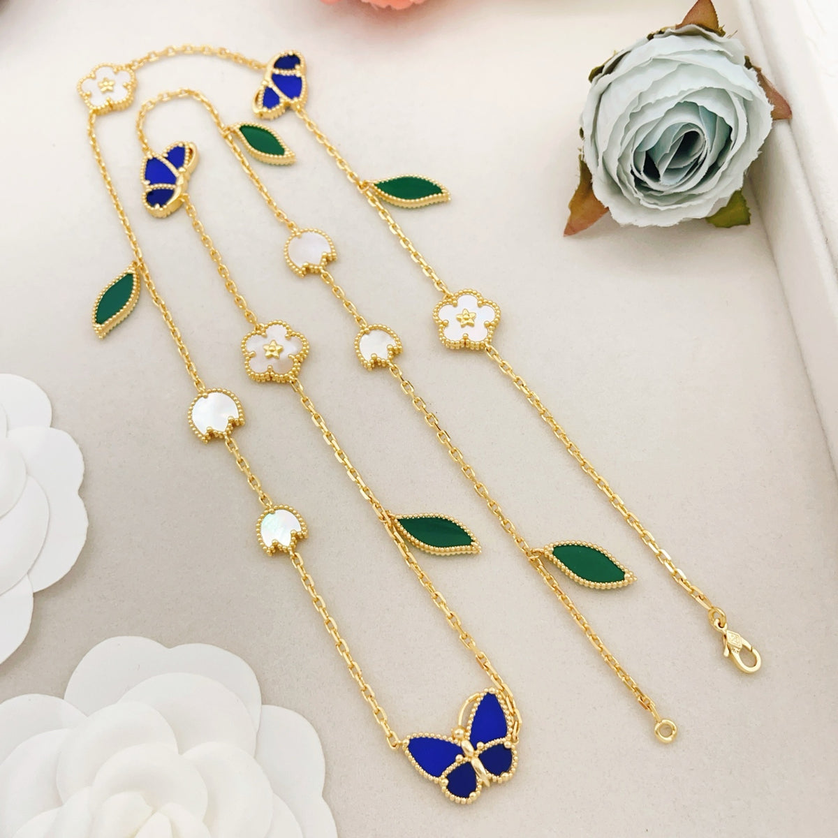 Butterfly Pendant Necklace in Polished Metal-Tone – Design 03 front product view