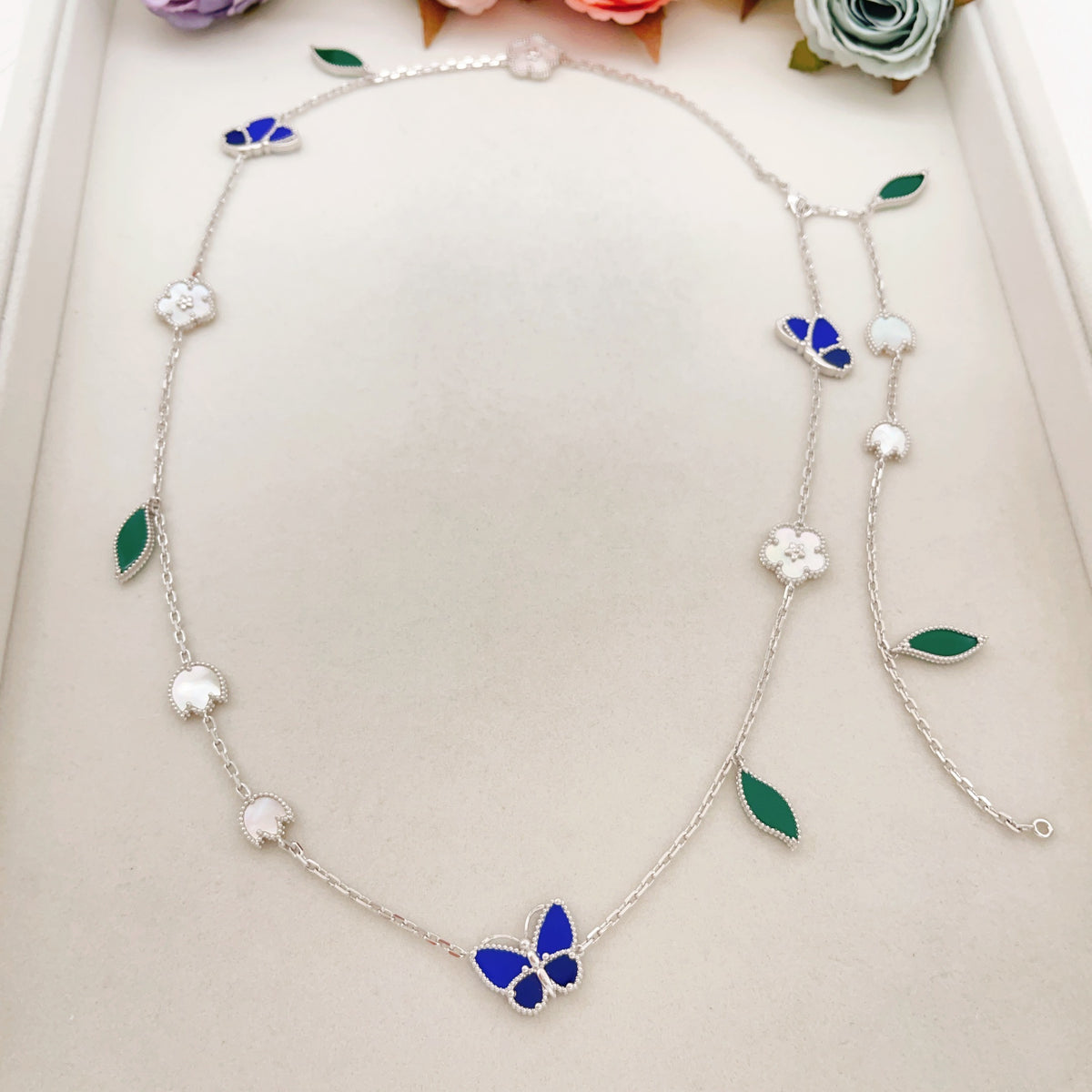 Butterfly Pendant Necklace in Polished Metal-Tone – Design 02 close-up detail