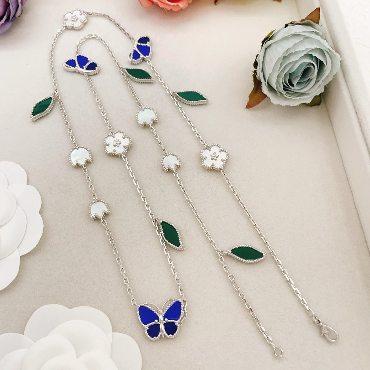 Butterfly Pendant Necklace in Polished Metal-Tone – Design 02 front product view