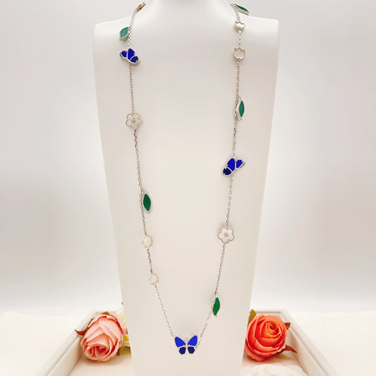 Butterfly Pendant Necklace in Polished Metal-Tone – Design 02 main product view