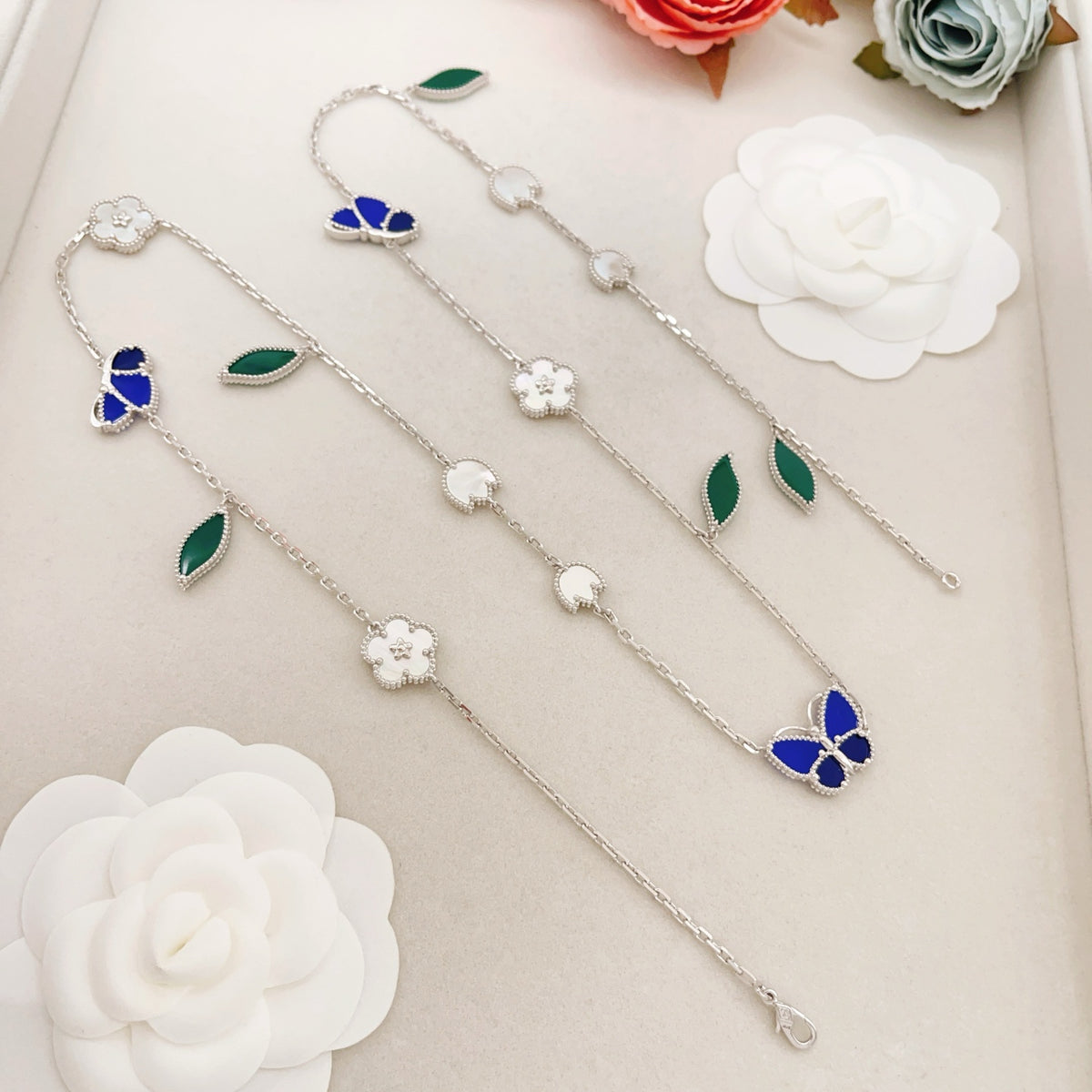 Butterfly Pendant Necklace in Polished Metal-Tone – Design 02 detail view