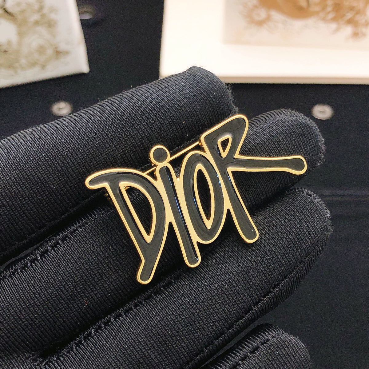 Sculptural Brooch Pin in Black-Tone front view