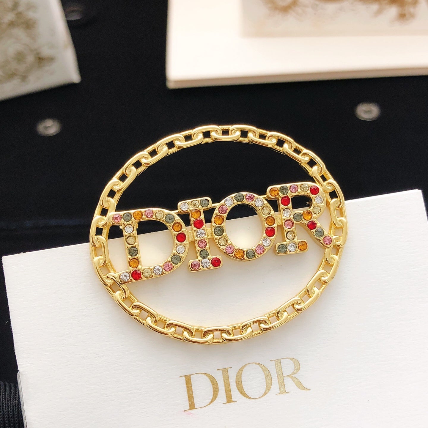 Sculptural Brooch Pin in Polished Metal-Tone with Crystal-Style Accents – Design 006 main product view