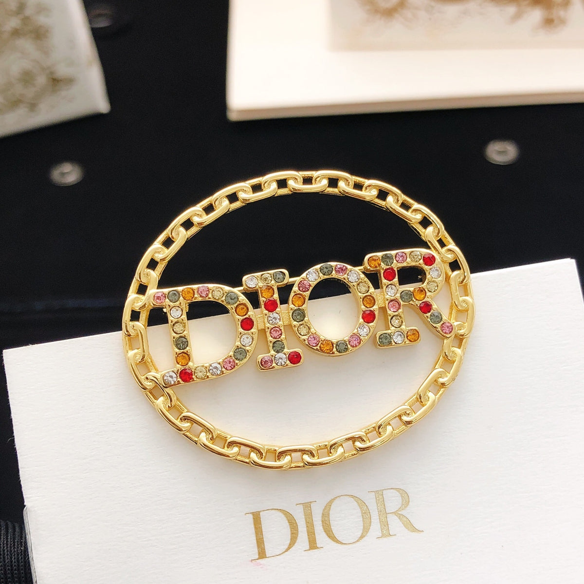 Sculptural Brooch Pin in Polished Metal-Tone with Crystal-Style Accents – Design 006 main product view