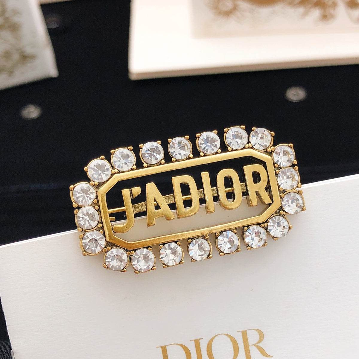Sculptural Brooch Pin in Polished Metal-Tone with Crystal-Style Accents – Design 005 main product view