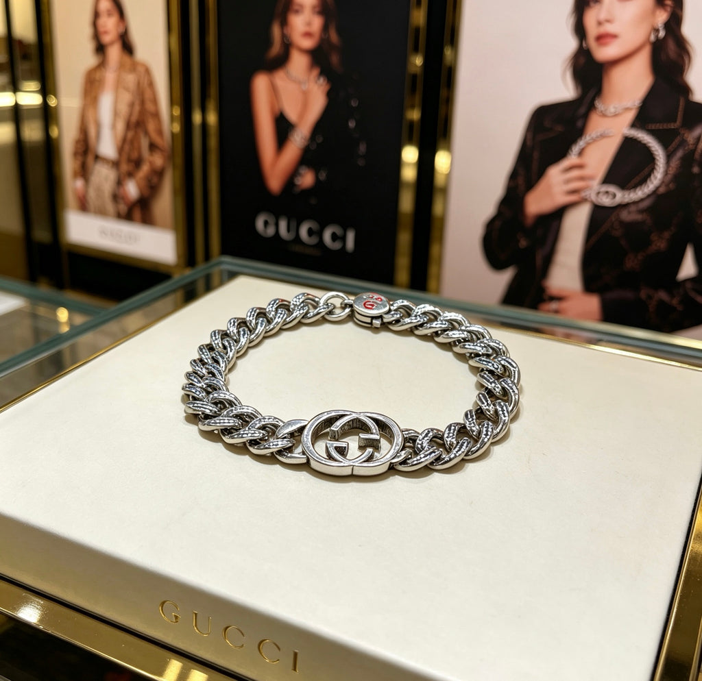 Geometric Emblem Bracelet in Polished Metal-Tone – Design 096 styled product view