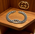 Geometric Emblem Bracelet in Polished Metal-Tone – Design 096 main product view