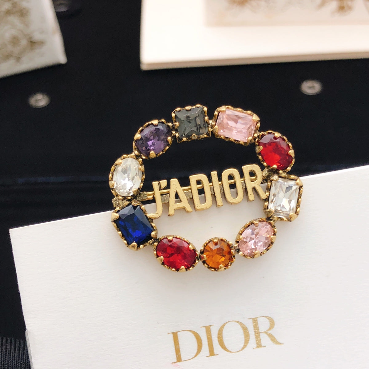 Sculptural Brooch Pin in Polished Metal-Tone with Crystal-Style Accents – Design 004 main product view