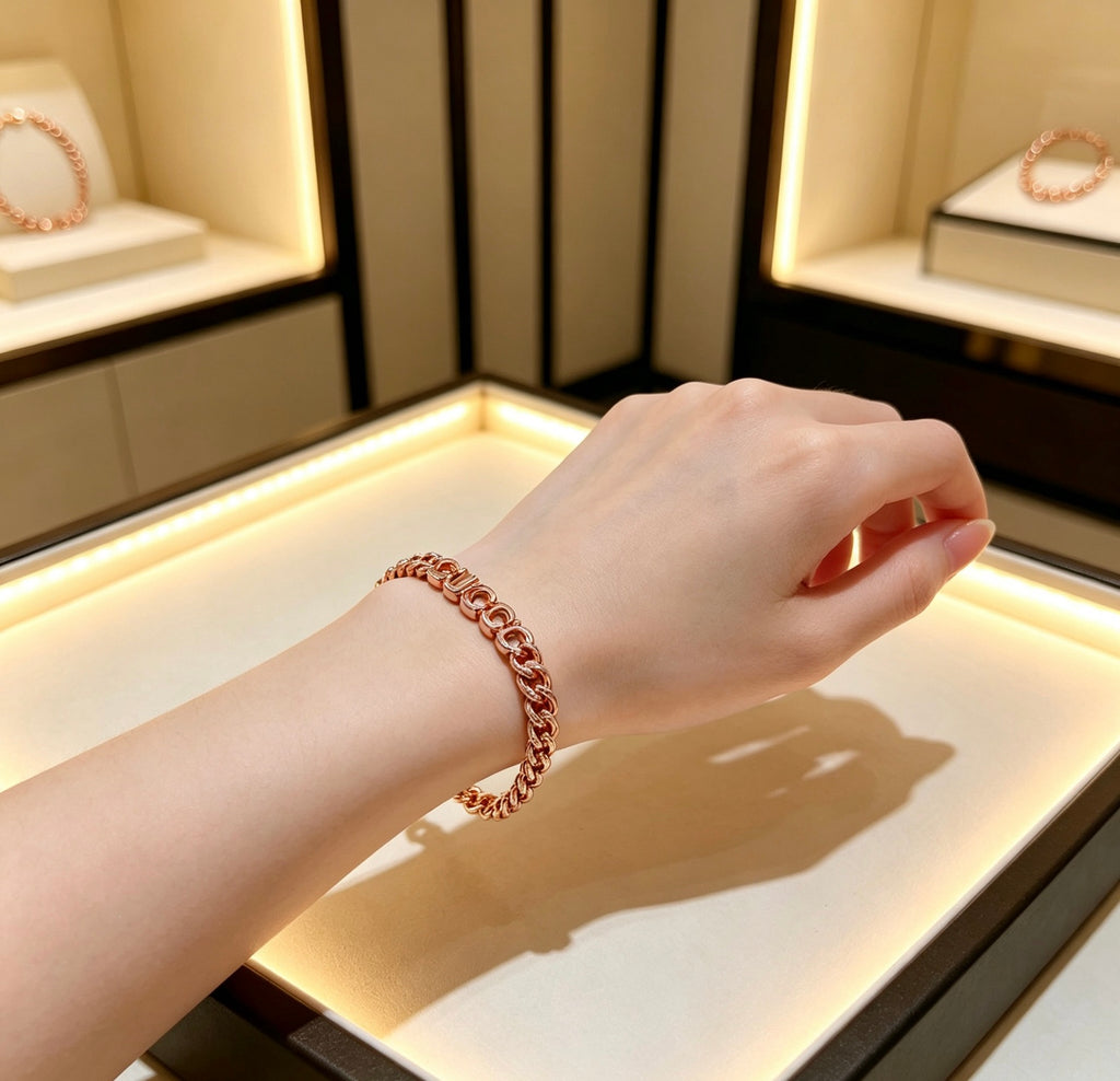 Geometric Emblem Bracelet in Polished Metal-Tone – Design 094 styled product view