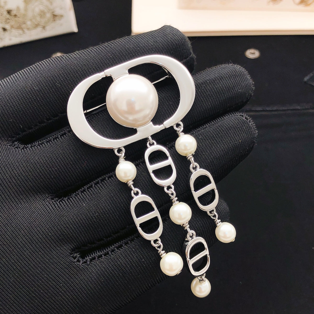 Sculptural Brooch Pin in Polished Metal-Tone – Design 014 styled view
