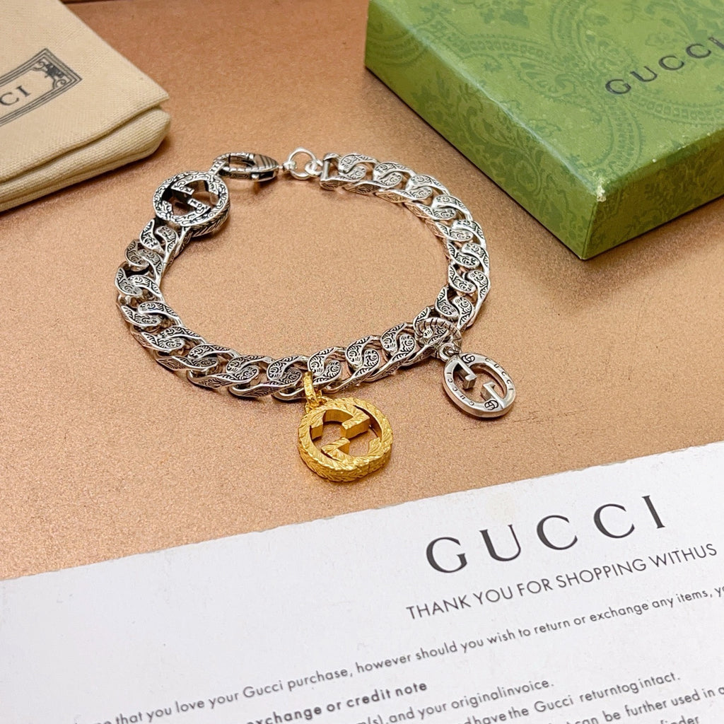 Geometric Emblem Bracelet in Polished Metal-Tone – Design 093 main product view