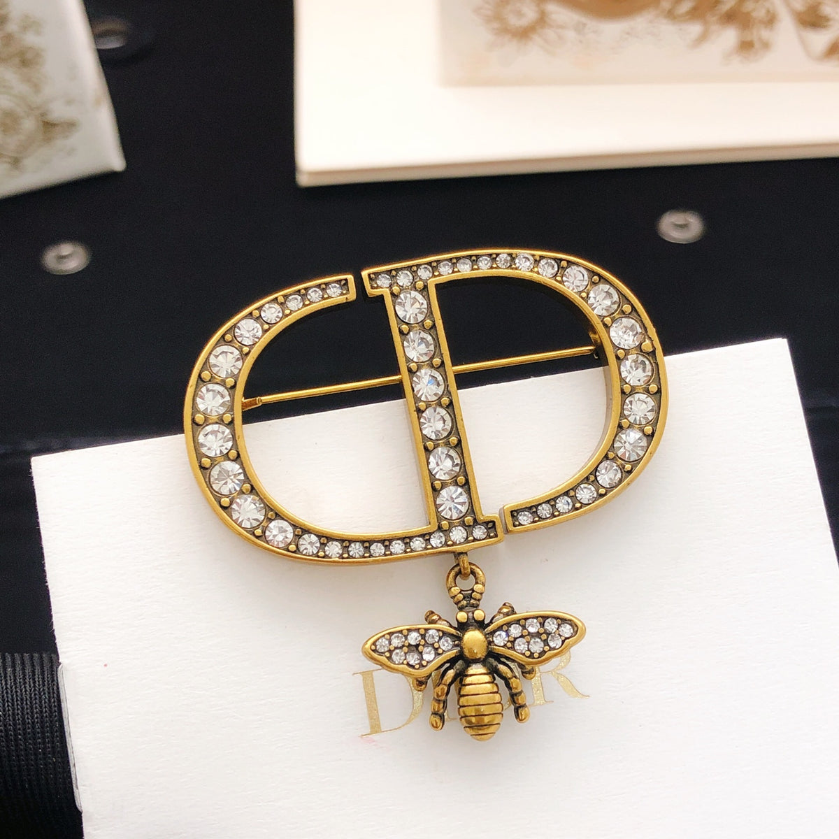 Bee Motif Brooch Pin in Polished Metal-Tone main product view