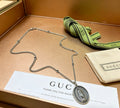 Double-G Emblem Pendant Necklace in Silver-Tone – Vintage Detail – Design 017 main product view
