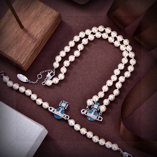 Orb Bracelet in Polished Metal-Tone – Pearl Detail – Design 006 main product view