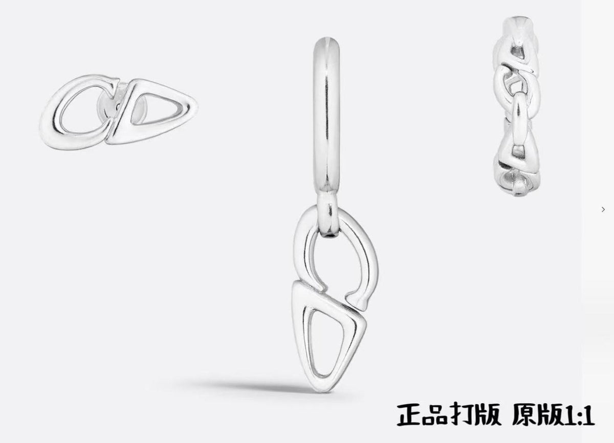 Sculptural Stud Earrings in Polished Metal-Tone – Design 017 front view