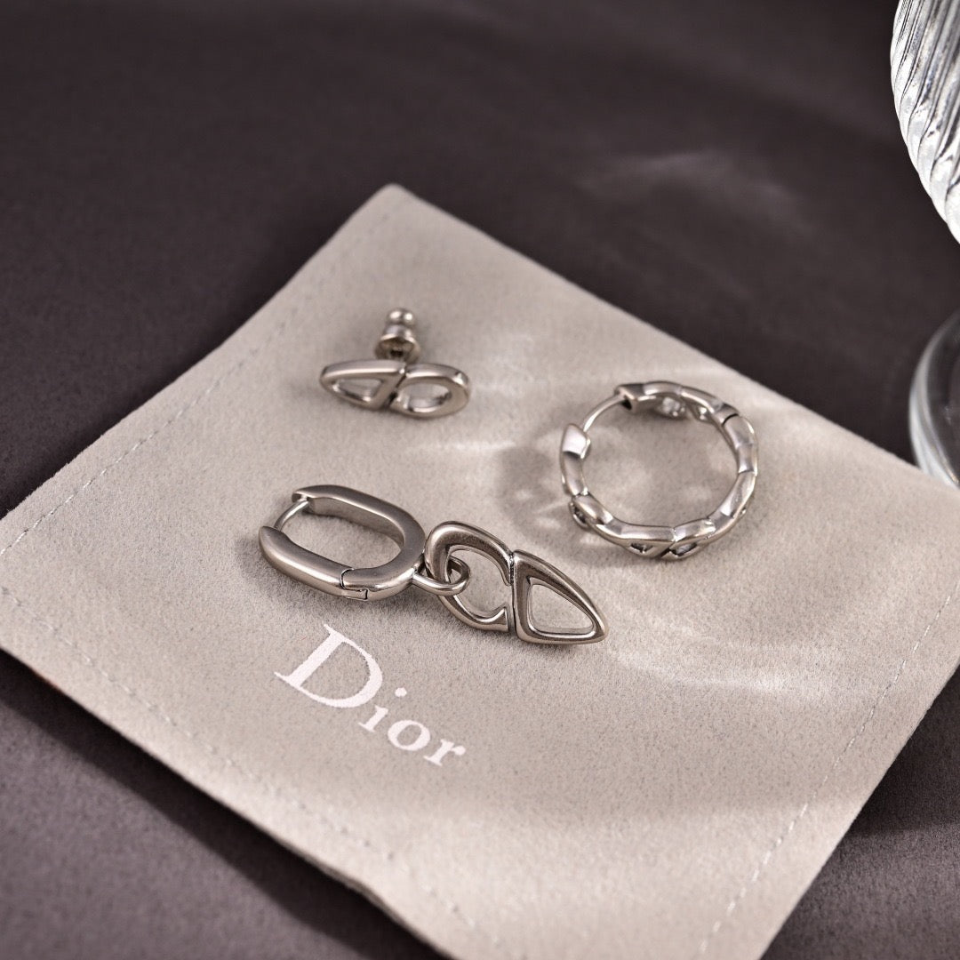 Sculptural Stud Earrings in Polished Metal-Tone – Design 017 front view
