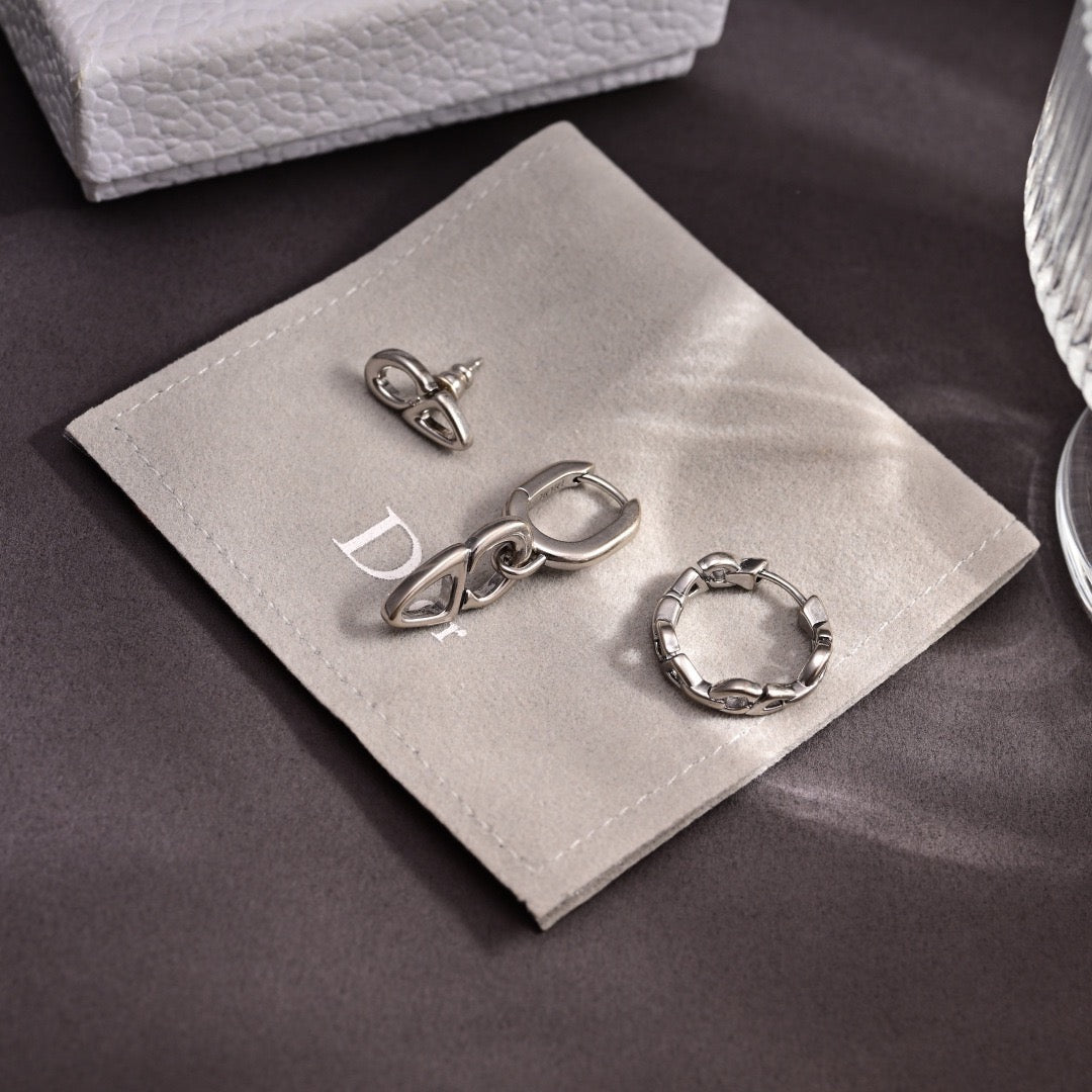 Sculptural Stud Earrings in Polished Metal-Tone – Design 021 side detail