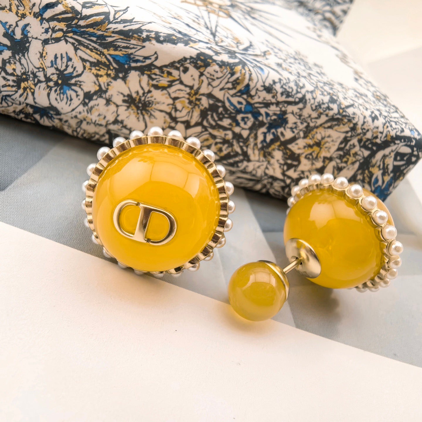 Graphic Letter Motif Statement Earrings in Polished Metal-Tone – Design 040 front view