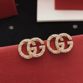 Floral Stud Earrings in Gold-Tone – Red Detail main product view