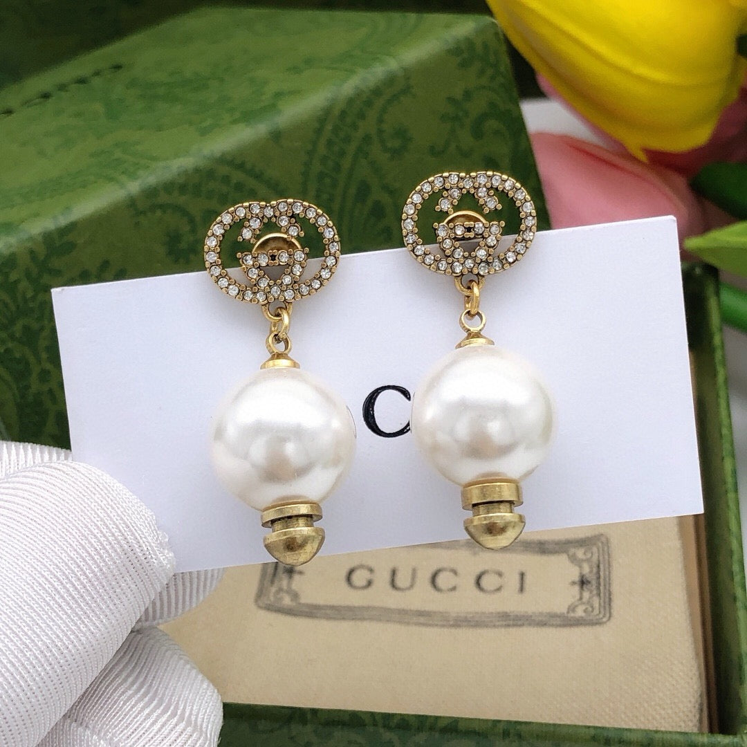 Geometric Emblem Stud Earrings in Polished Metal-Tone – Design 025 main product view