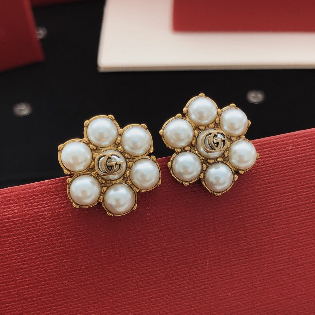 Floral Stud Earrings in Gold-Tone – Design 001 main product view