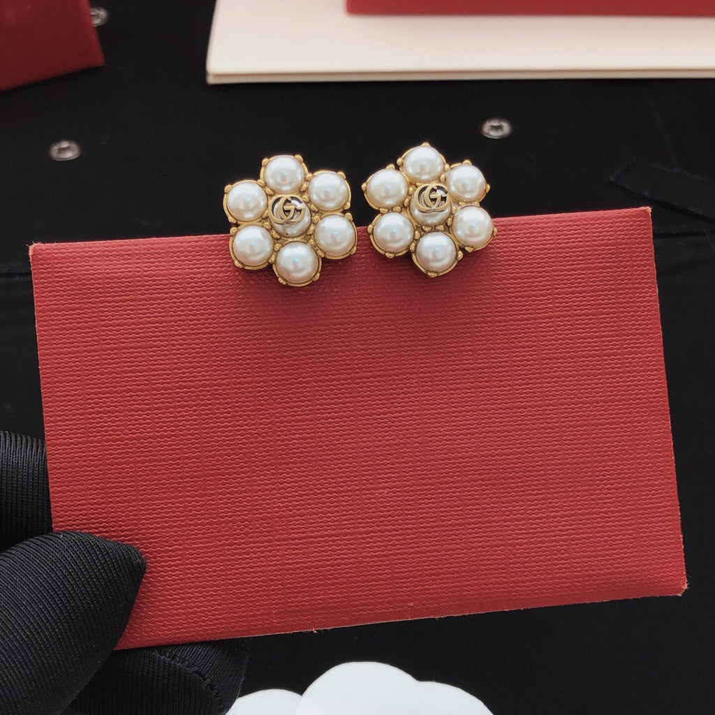 Floral Stud Earrings in Gold-Tone – Design 001 styled product view