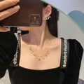 Letter Emblem Pendant Necklace in Polished Metal-Tone – Design 002 main product view
