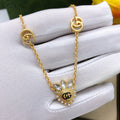 Double-G Emblem Pendant Necklace in Polished Metal-Tone – Crystal Detail – Design 005 main product view
