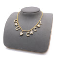 Double-G Emblem Pendant Necklace in Polished Metal-Tone – Crystal Detail – Design 004 main product view