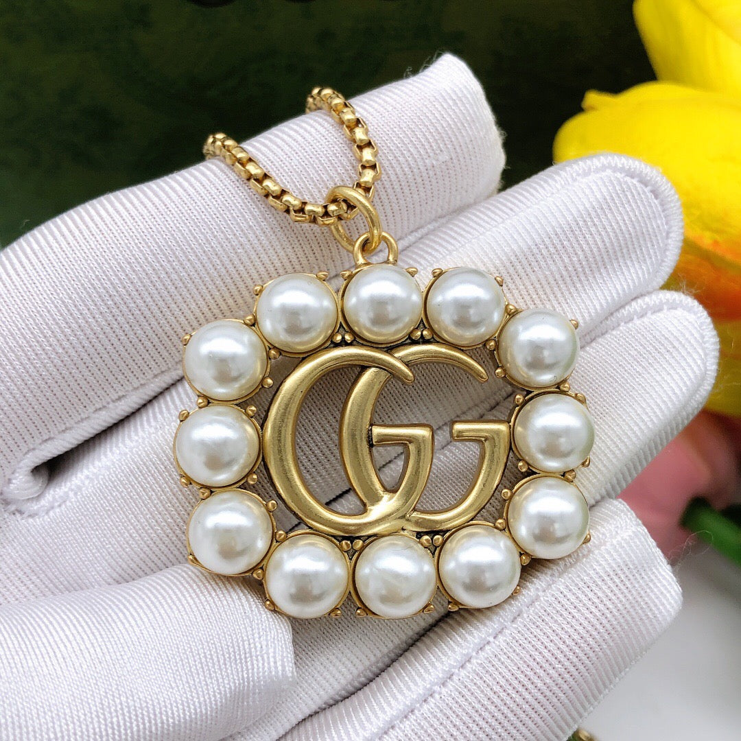 Square Pendant Necklace in Polished Metal-Tone main product view