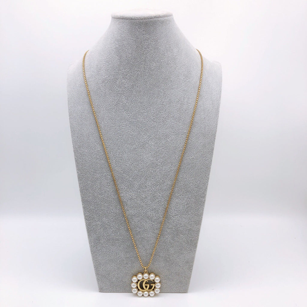 Square Pendant Necklace in Polished Metal-Tone main product view