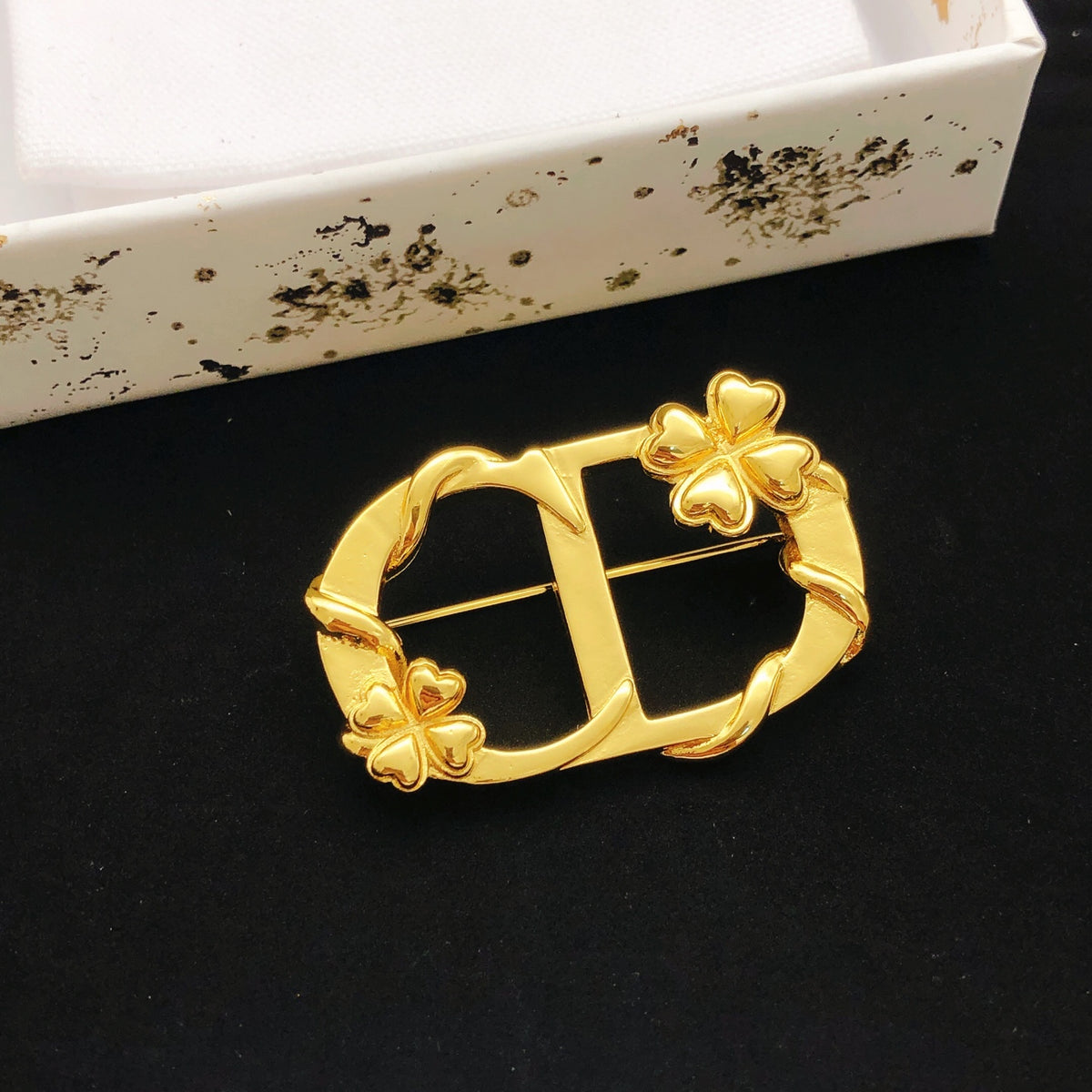 Sculptural Brooch Pin in Polished Metal-Tone – Design 011 styled view