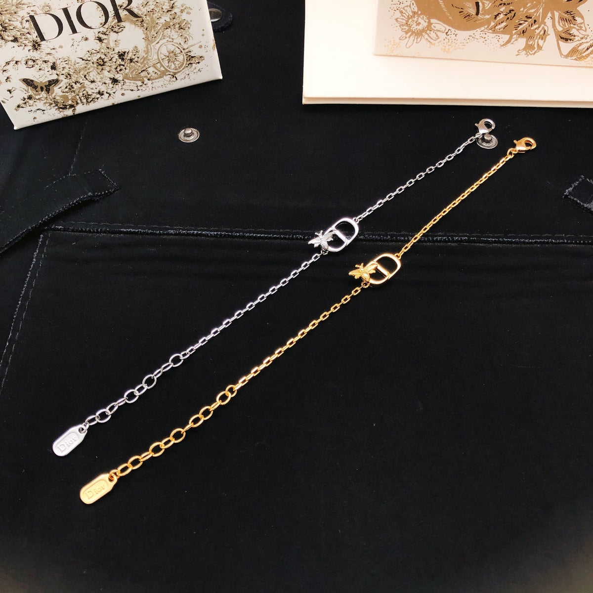 Bee Motif Statement Bracelet in Polished Metal-Tone – Design 001 styled view