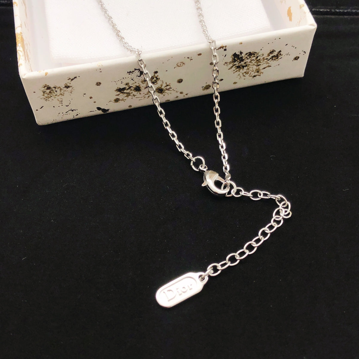 Bow & Butterfly Motif Pendant Necklace in Polished Metal-Tone – Design 004 front view