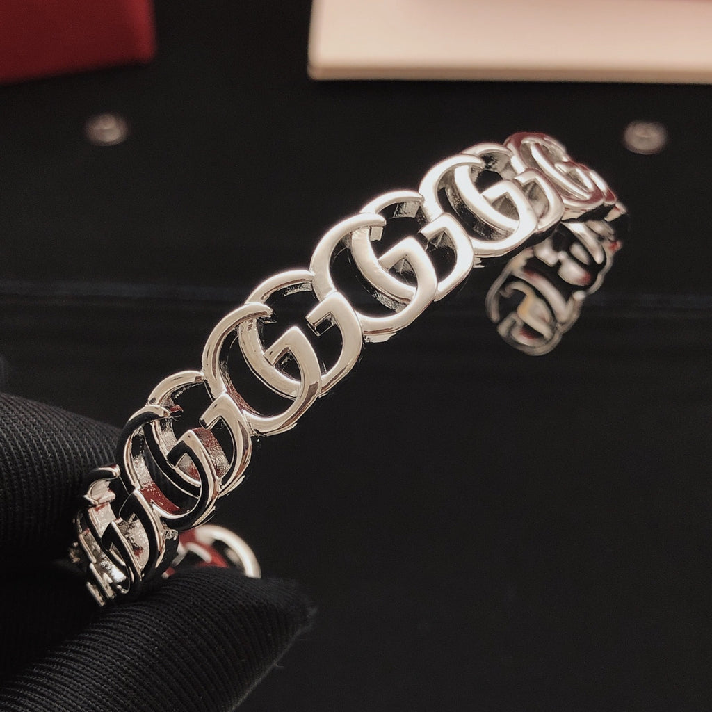 Geometric Emblem Bangle in Gold-Tone – Design 001 front product view