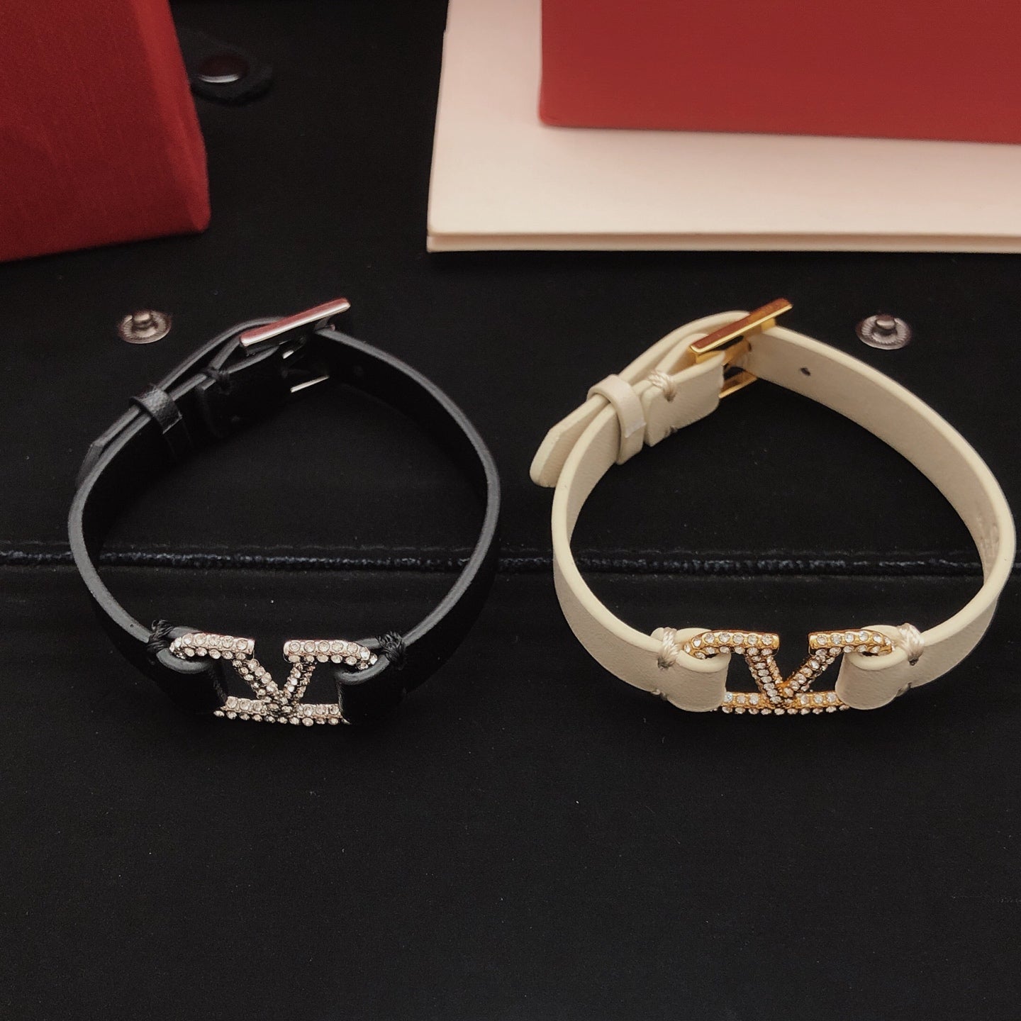 Signature Emblem Bracelet in Gold-Tone – White front view