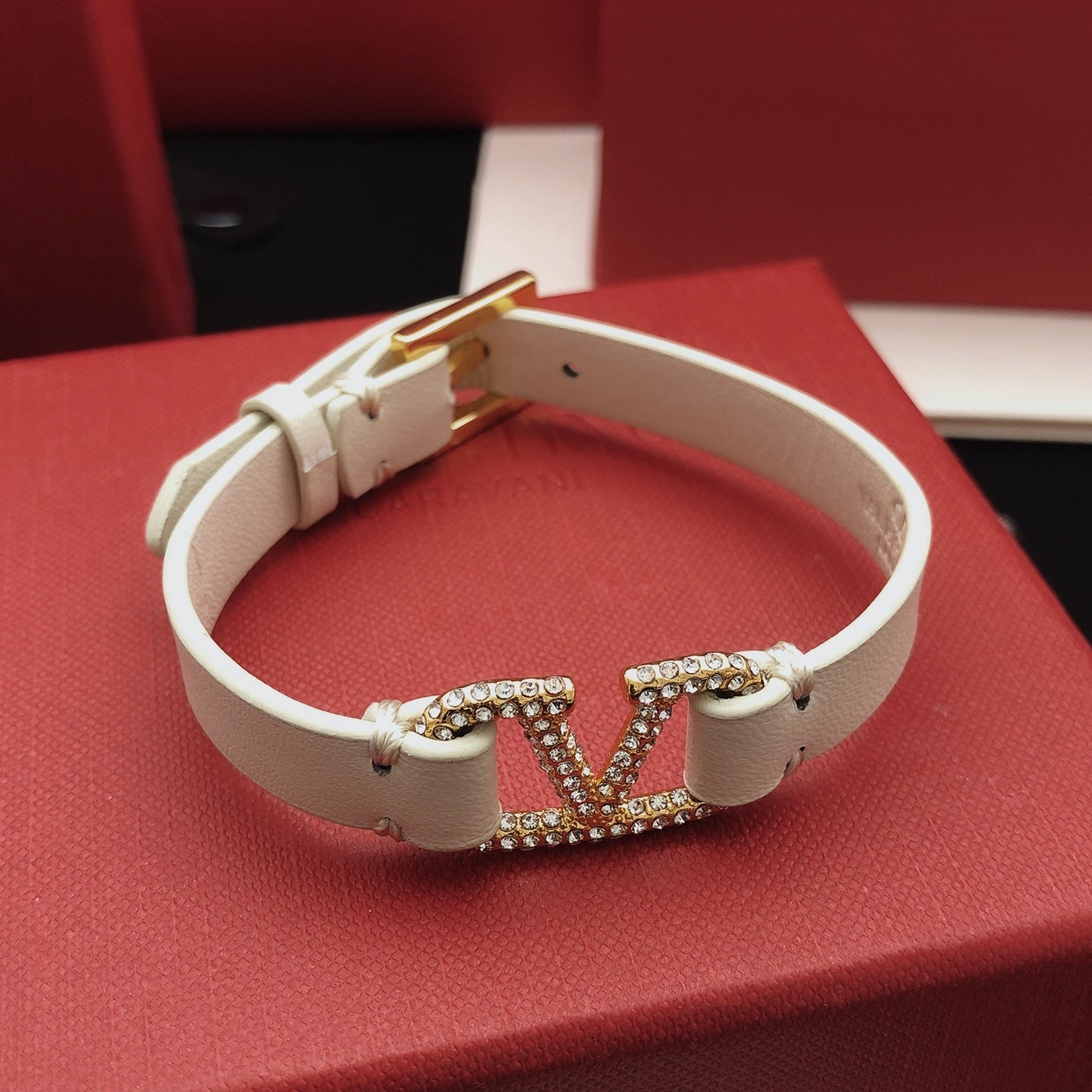 Signature Emblem Bracelet in Gold-Tone – White main product view