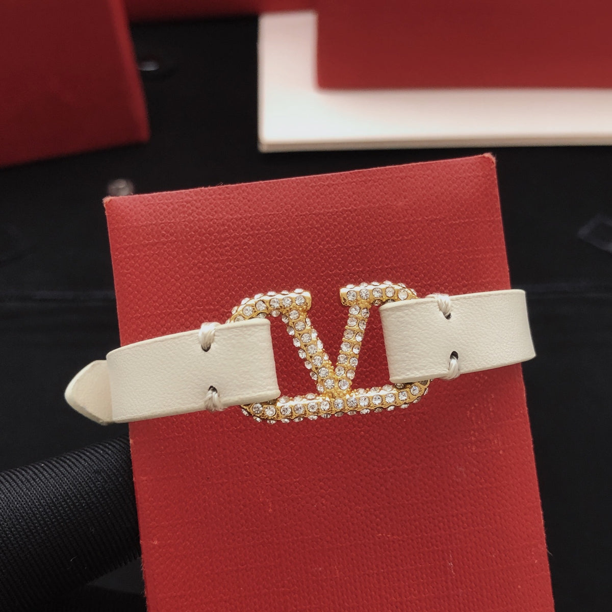 Signature Emblem Bracelet in Gold-Tone – White main product view