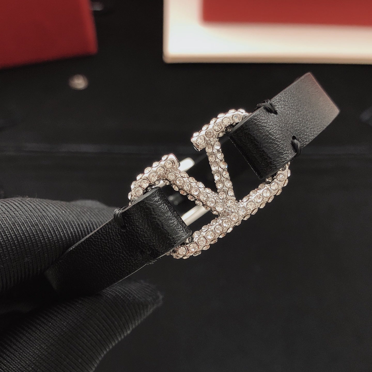 Signature Emblem Bracelet in Gold-Tone – Black – Design 02 detail view