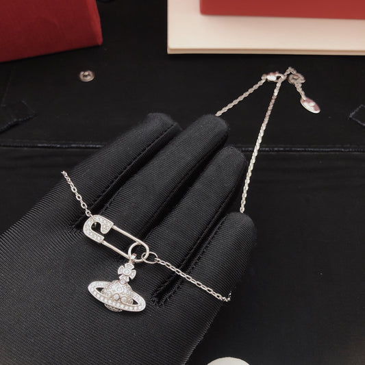 Orb Pendant Necklace in Polished Metal-Tone – Design 036 main product view