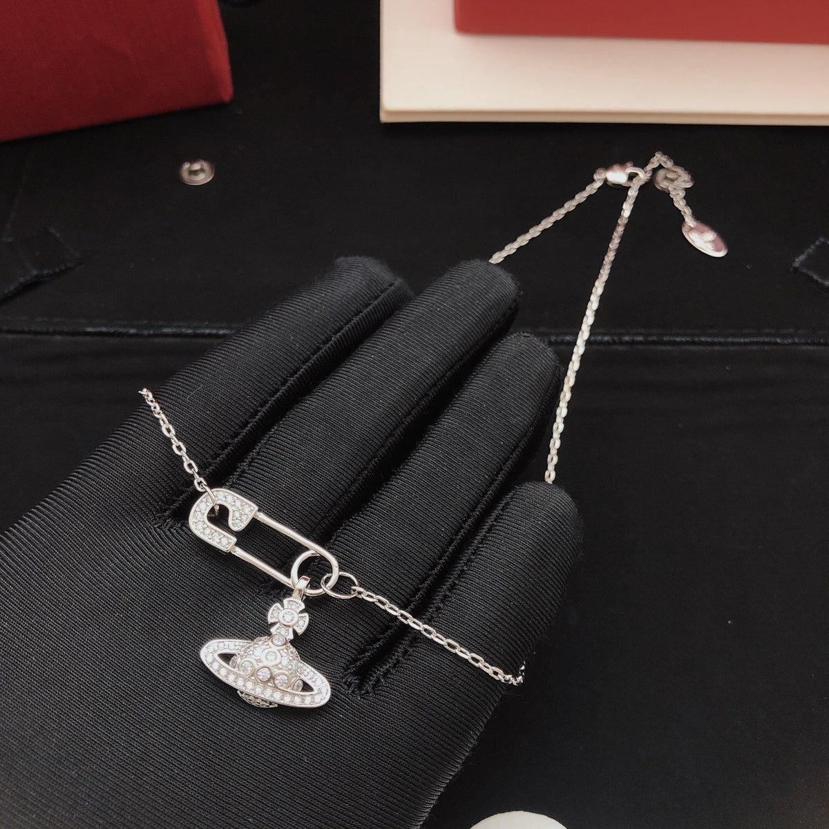 Orb Pendant Necklace in Polished Metal-Tone – Design 056 main product view