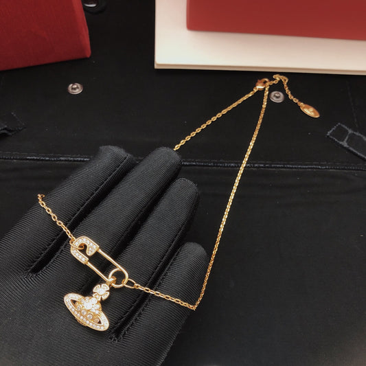 Orb Pendant Necklace in Polished Metal-Tone – Design 035 main product view