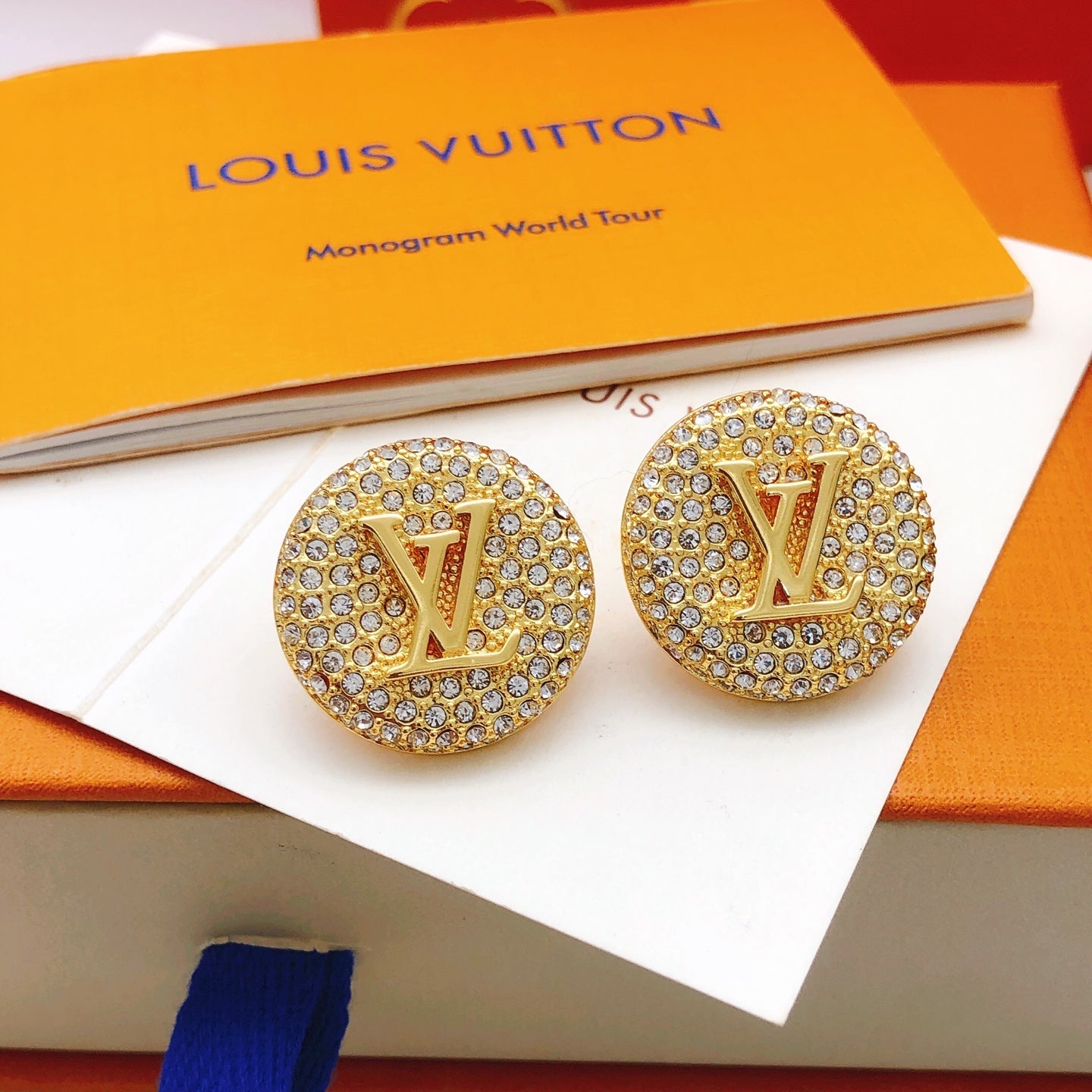 Round Stud Earrings in Gold-Tone – Design 004 main product view