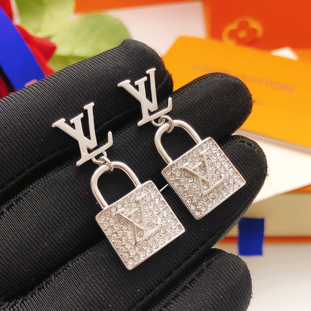Lock Stud Earrings in Gold-Tone – Design 001 main product view