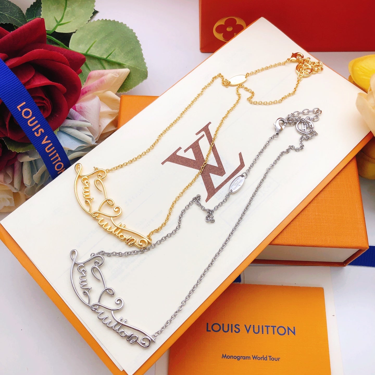 Letter Emblem Pendant Necklace in Gold-Tone – Design 001 side detail