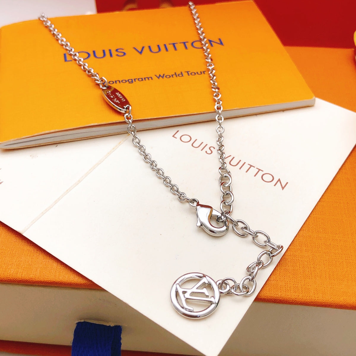 Letter Emblem Pendant Necklace in Gold-Tone – Design 001 front product view
